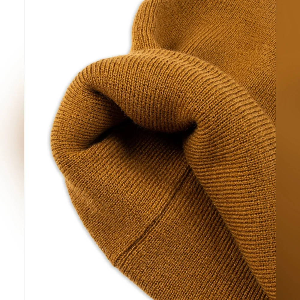 Levi's Hero Beanie Unisex Tan Ribbed Knit Leather Patch All Season